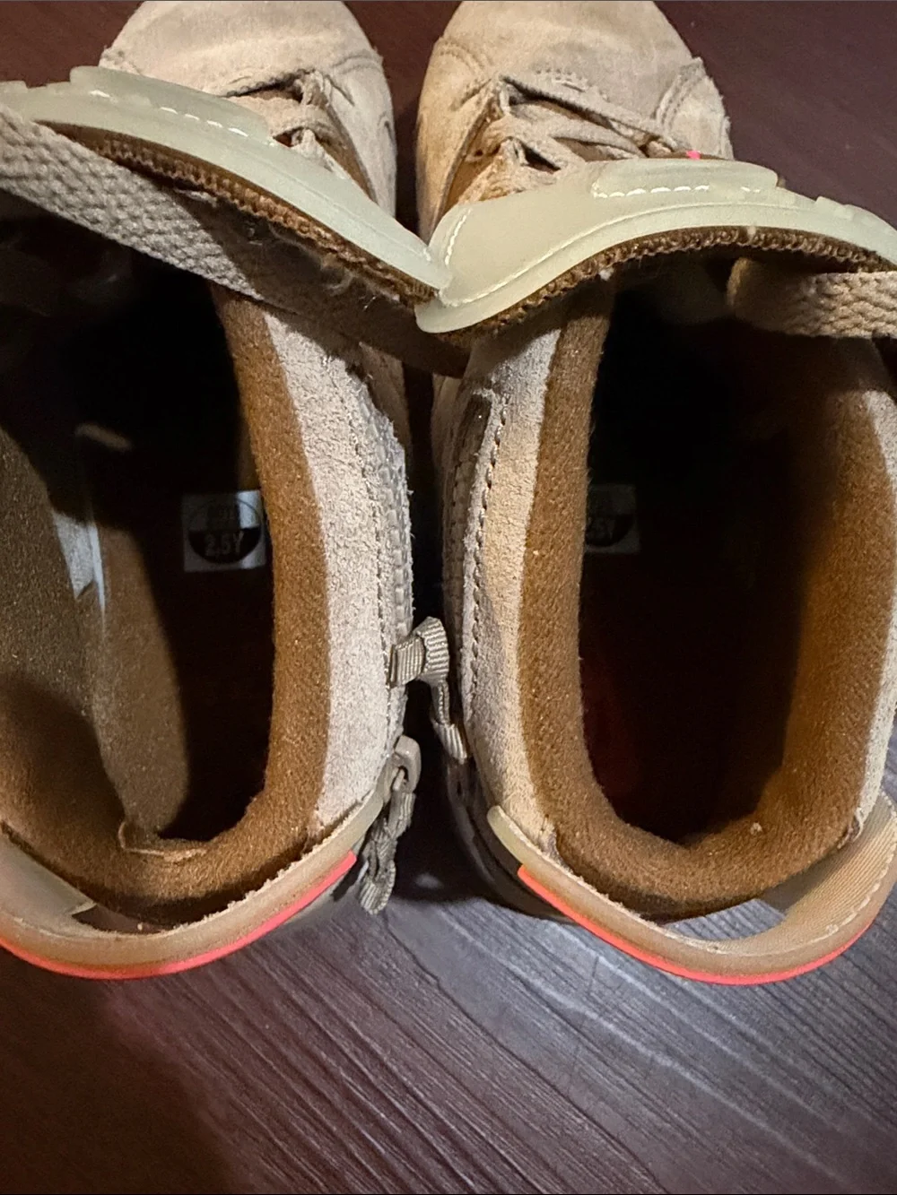 Jordan Kids Tan Suede Sneakers with Pink Jumpman